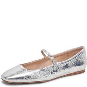NEW DOLCE VITA women's reyes mary jane squared toe ballet flats in silver distre